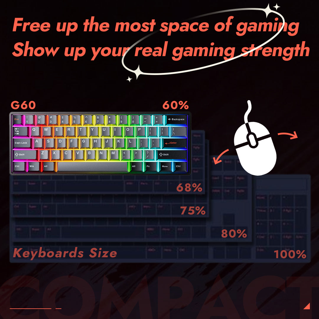 DrunkDeer G60 - Wired Actuation-Distance-Adjustable Magnetic Switch Gaming Keyboard